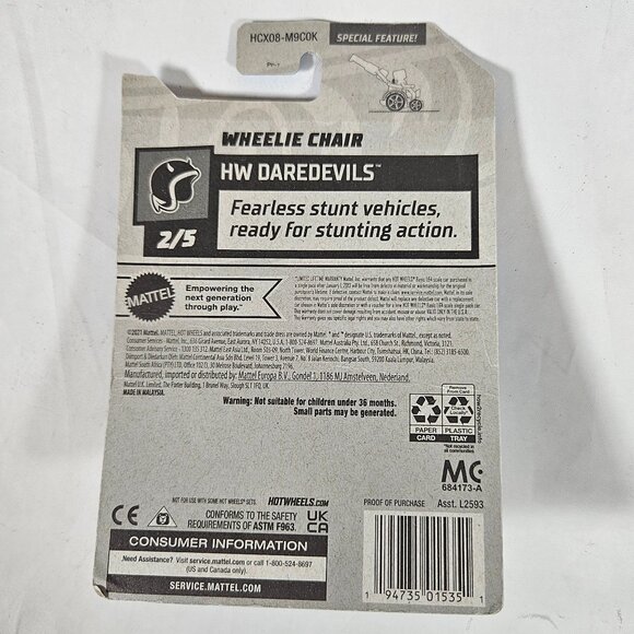 Hot Wheels Aaron Wheelz Fotheringham Wheelie Chair HW Daredevils HCX08-M9C0K - Picture 4 of 5